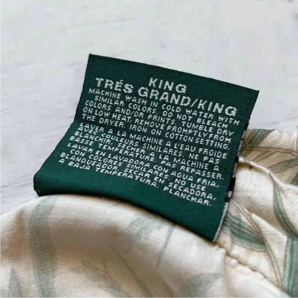 Ralph Lauren Desert Plains Perennial KING Duvet Cover Sateen Vintage Cream Green